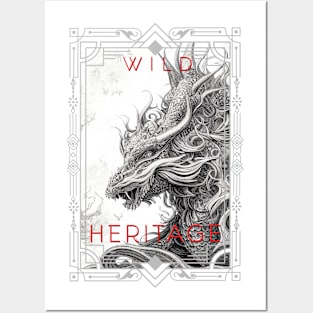 Dragon Legend Wild Nature Illustration Line Epic Illustration Line Art Posters and Art